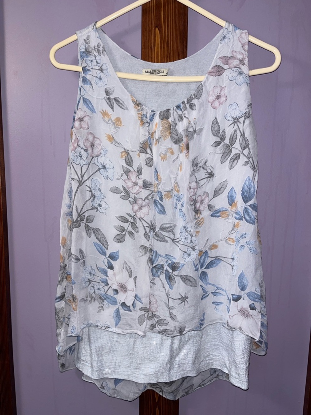 Marina Gigli made in Italy Silk Floral sleeveless blouse